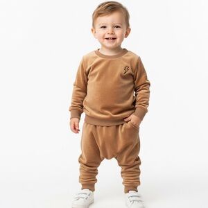 Pixie Lane Tan Velour Baby Lounge Set Size 12-18 M